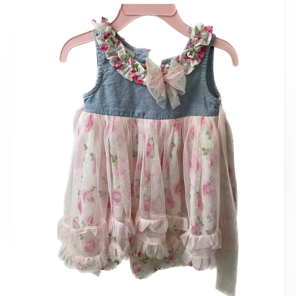 Floral mixed dress - 12 Months